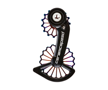 Wózek Przerzutki CeramicSpeed OSPW SRAM Red/Force AXS 3D Printed Hollow Ti Oil Slick PVD