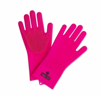 MUC-OFF RĘKAWICE DO MYCIA ROWERU Deep Scrubber Gloves Pink